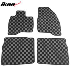 Fits 2015-2019 Ford Explorer Floor Mats Non-Slip Carpets Checkered Black Gray Plaid