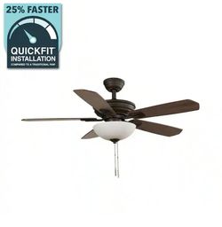 Hampton Bay
Wellston II 44 in. Indoor LED Bronze Dry Rated Downrod Ceiling Fan with Light Kit and 5 Reversible Blades