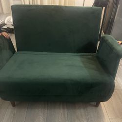 Finnick green velvet accent convertible chair 