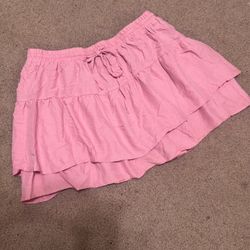 New xxl pink short mini ruffle skirt boho cottage core Lolita