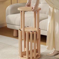 Solid Wood Stackable Round Stool / Side Table – NEW in Box