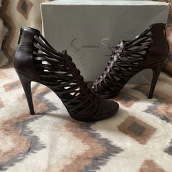 Jessica Simpson Womens Birdy Platform Sandal Lace Up Vamp fudge Brown Size 7.5M