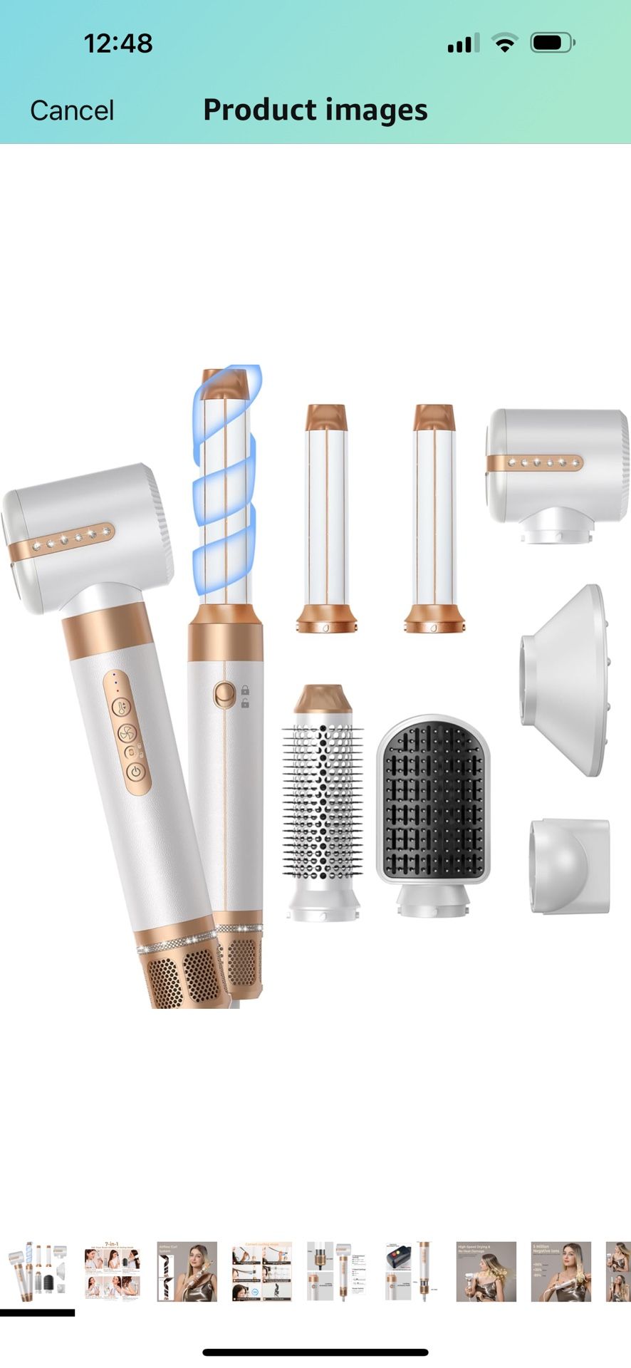 Brand New Blow Dryer Brush 7 in ONE，Autowrap Curling Wand, 110,000 RPM High-Speed Negative Ionic Hair Dryer with Diffuser Concentrator, Round Brush Bl