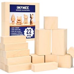 Basswood Carving Blocks-22PCS Whittling Wood Blocks Wood Carving Kit with 3 Different Sizes,Soft Basswood for Whittling, Easy to Use for Kids and Adul