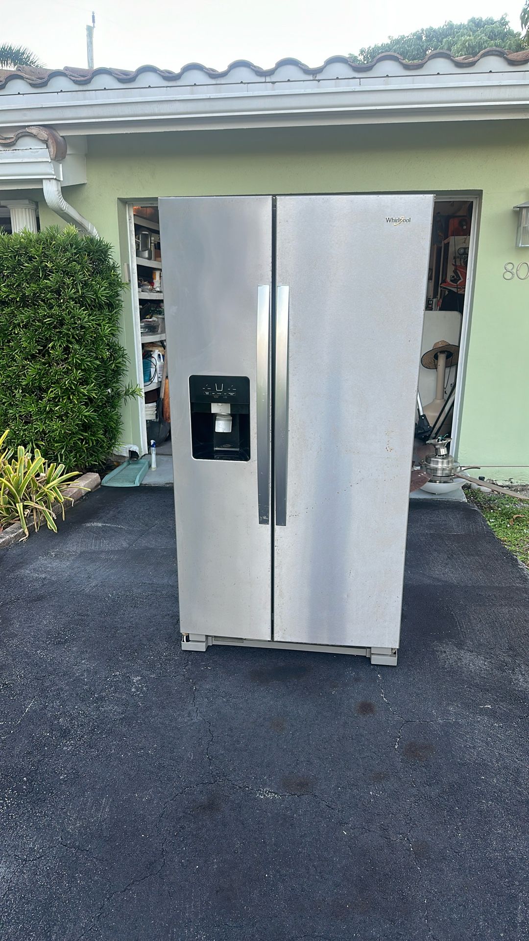 Whirlpool 25 cu. ft. Side by Side Refrigerator in Monochromatic Stainless Steel 2 Yrs Old