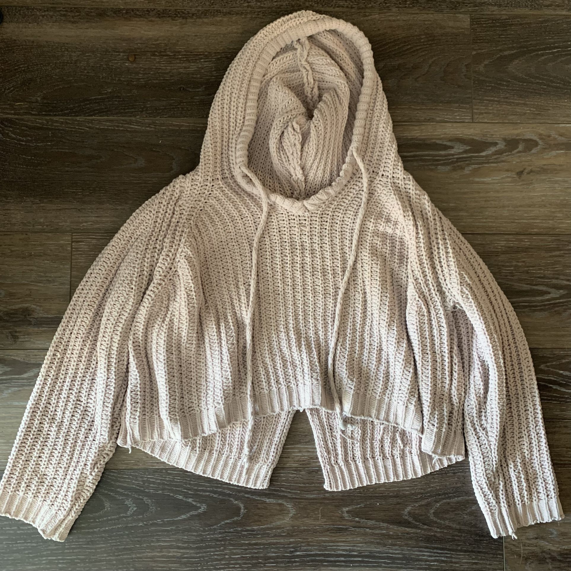 Pink crocheted hoodie by Miracle, size S/M 