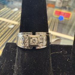 14KT White Gold Ring W/ Natural Round Diamond Center 37738-5