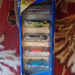 Hot Wheels California Dreamin'" 5-car gift pack from 1996. Hot Wheels were conceived to be "hot rod" cars with customization, unlike Matchbox cars, wh