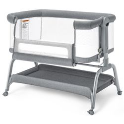 BabyBond Baby Bassinet, 3 in 1 Bassinet Bedside Sleeper 6 Height Adjust Crib  Open box item is new!  The BabyBond Baby Bassinet is a versatile and con