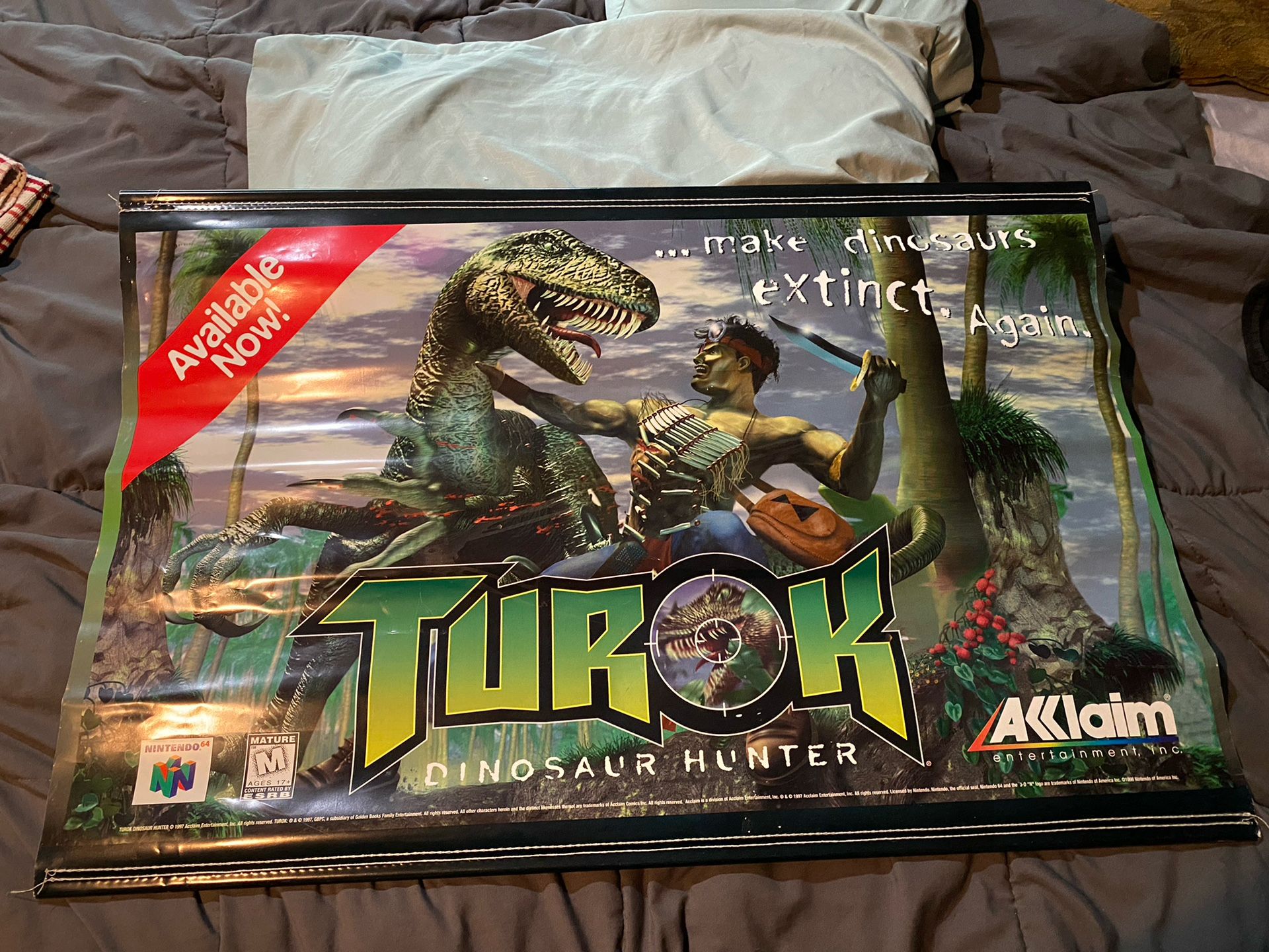 Nintendo N64 Turok Dinosaur Hunter Store Banner 24”x36”