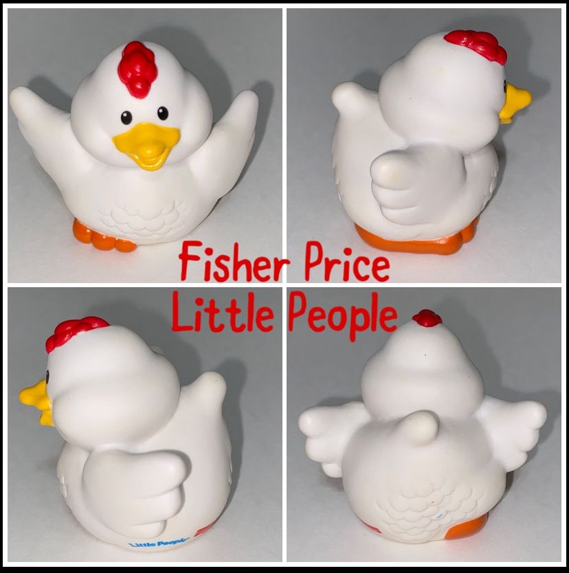 2001 Fisher Price Little People Farm Zoo Animal Figure WHITE CHICKEN Hen Rooster