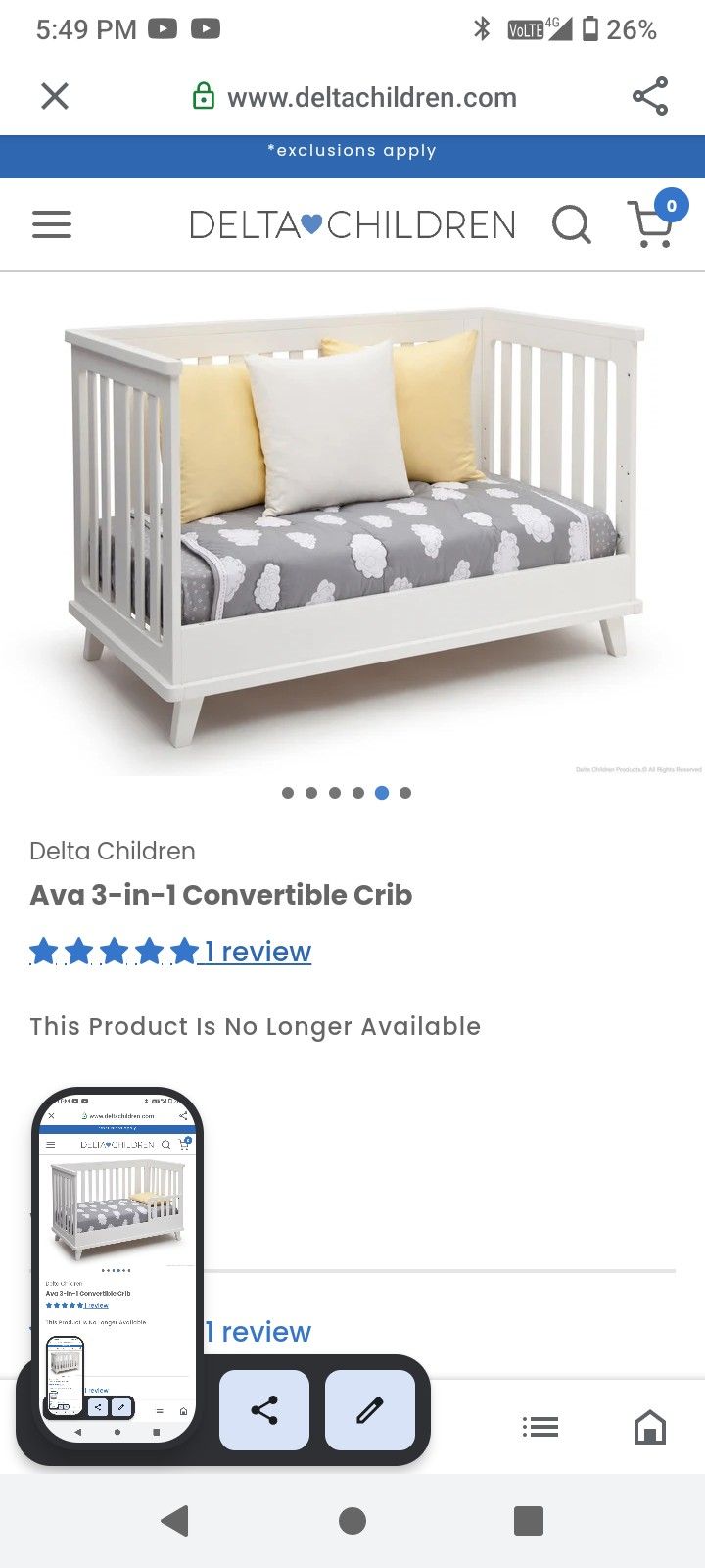 Delta ChildrenAva in Crib