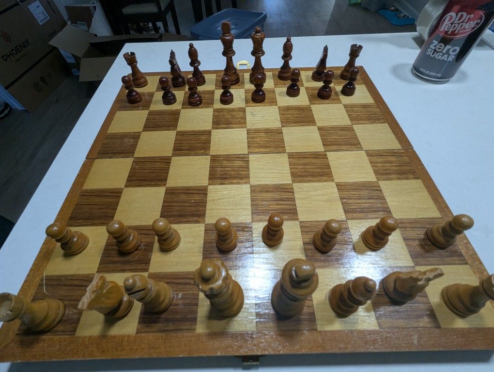 Wooden Portable Chess Set.
