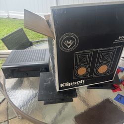 Klipsch Speakers Brand New With 2 Speaker Mounts And A Receiver 