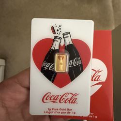1G Gold Bar .999 Coca Cola Valentines Day Edition