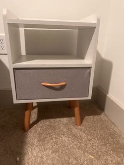 Mid-Century Modern Nightstand with Fabric Drawer
