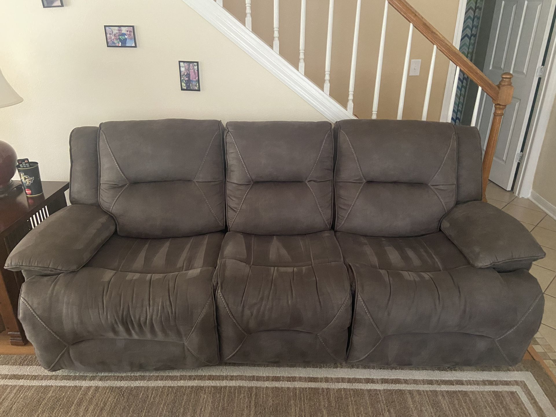 Gray Recliner Microfiber Living Room Couch