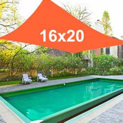 Brand New $35 Rectangle 16x20 ft Large Sun Shade Sail Outdoor Cover w/ Ropes (Orange color) 