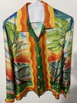 Casablanca Men Silk Shirt Size Large