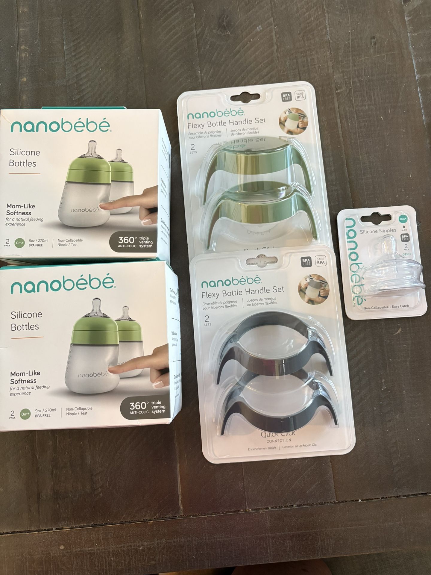Nanobebe Silicone Bottles, Handles , and Nipples