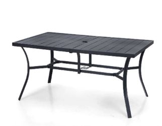 New Panel Steel Rectangle Outdoor Patio Dining Table In Box pV-326