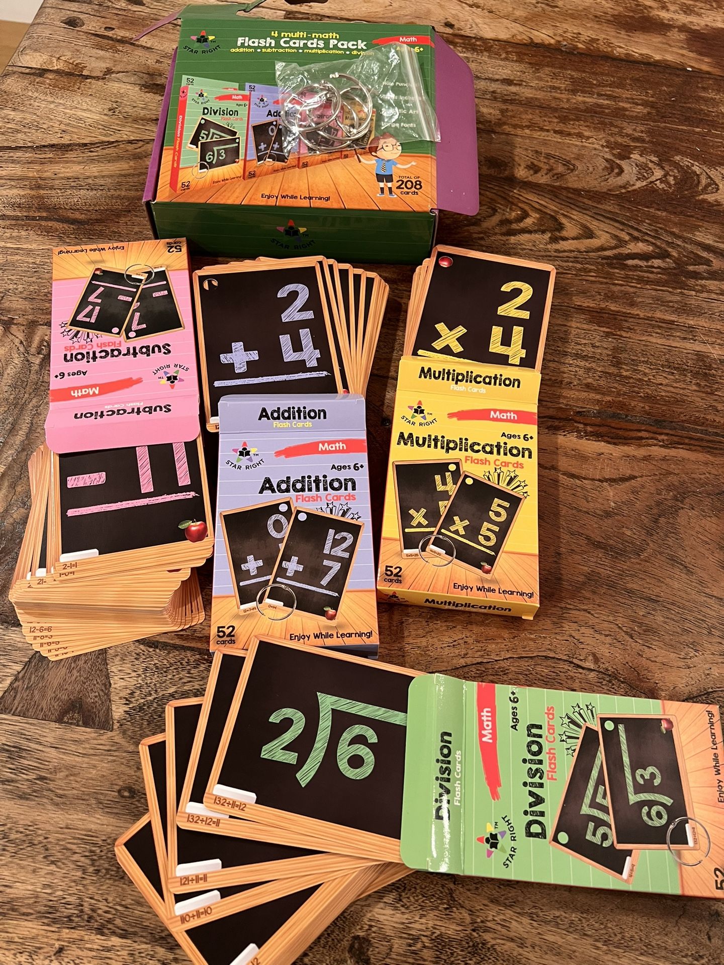 Star Right Multi Math Flash Cards Pack, for ages 6+, like new, in box Value Pack with Rings for Pre K - K