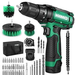 Cordless Drill/Driver Kit, 48pcs Drill Set w/Lithium-Ion Battery Brushes Tape Measure - 12V Max Drill 280 In-lb Torque, 18+1 Metal Clutch, 3/8" Keyles