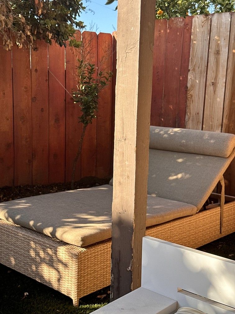 2 Outdoor Tan Wicker Pool Loungers Adjustable