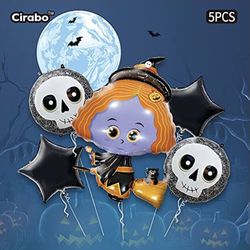 Cirabo 5pcs 3D Premium Reusable Aluminum Foil Balloons Party Decoration Supplies Set 38"x28" (Wicked Witch)