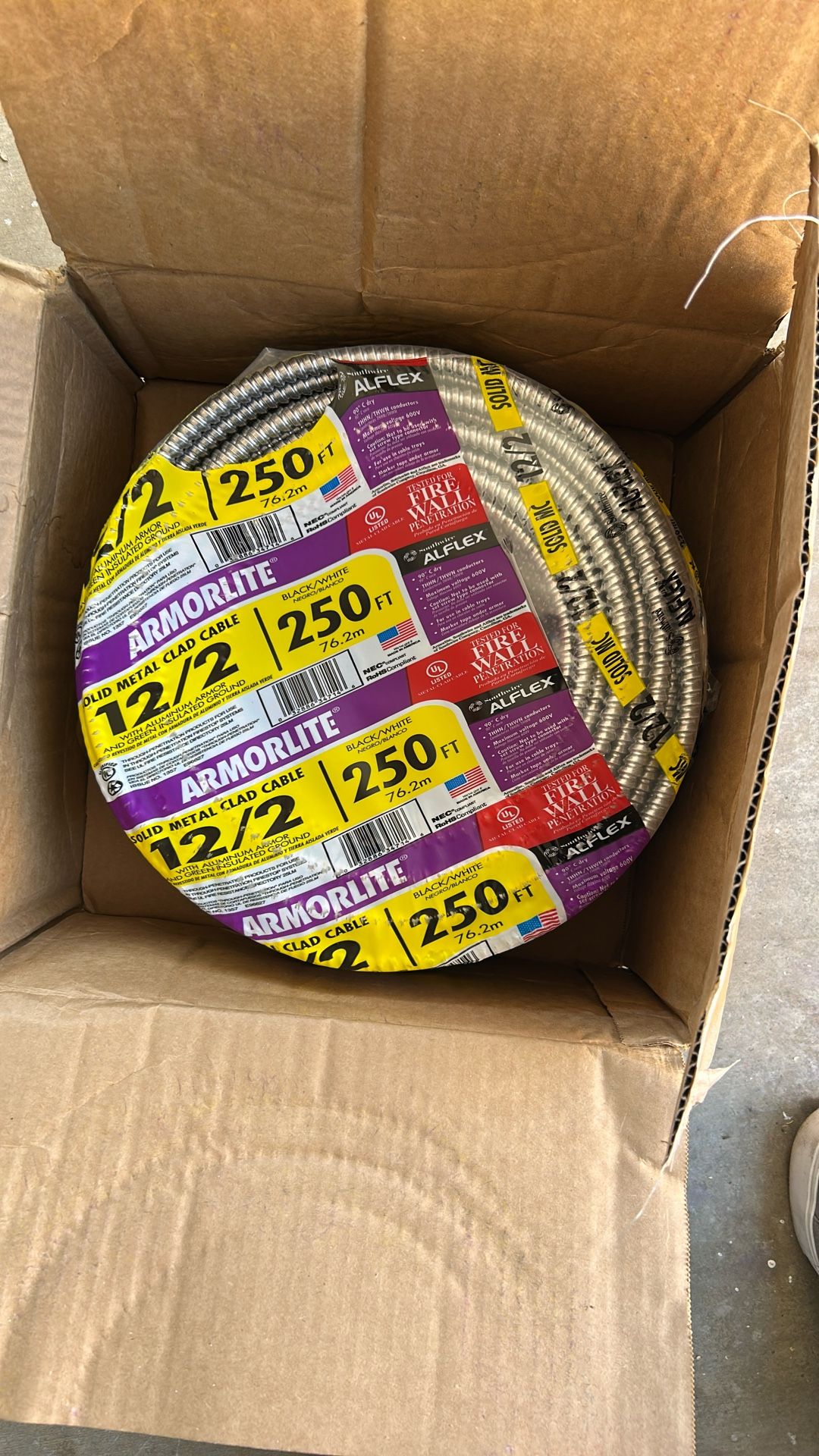 250ft Solid Metal Clad Cable