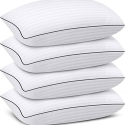 HYLEORY Bed Pillows King Size Set of 4 - Cooling Hotel Collection Pillows, Fluffy Down Alternative Filled Firm Sleeping Pillow for Side/Back/Stomach S
