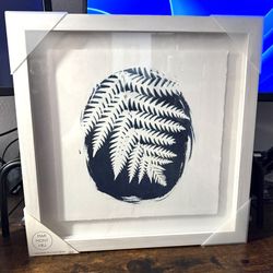 Mar Mont Hill Shadow Box Blue & White Framed Fern Art 14” x 1.25” d 