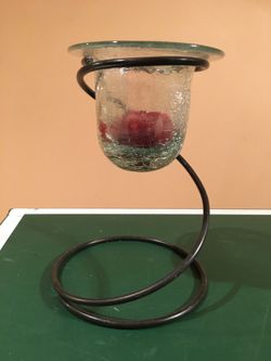 Metal and glass candle holder