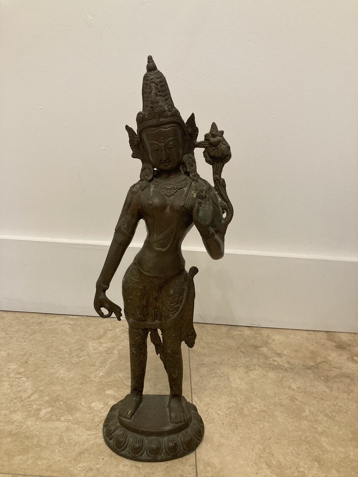 Vintage Brass Cast Statue Hindu Goddess