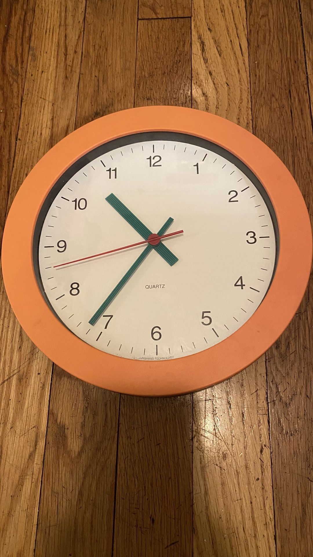 Postmodern JUNGHANS Wall Clock - 80s 90s Memphis Era Panton Modern Pop Minimalism Plastic Rose Salmon