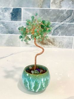 Arbol de la vida en base de cerámica Aventurina verde