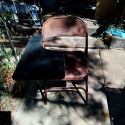 Metal Foldable Chair With Arm Rest And Table 