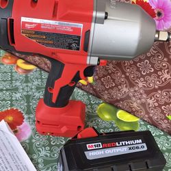 MILWAUKEE M18  18-VOLT LITHIUM ION BRUSHLESS CORDLESS  1/2 IN HIGH TORQUE IMPACT WRENCH  WITH HIGH OUTPUT 6.0AH BATTERY