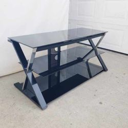 TV Stand With Smoked Glass Shelves 