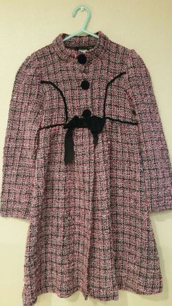 Girls pink black tweed dress coat sz 10/12