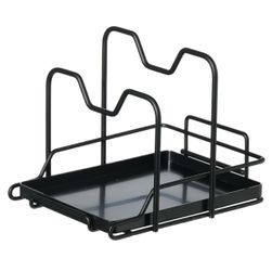 Black Metal Pot Lid and Pan Organizer Rack
