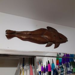 HALF FISH HALF HUMAN WOOD ART