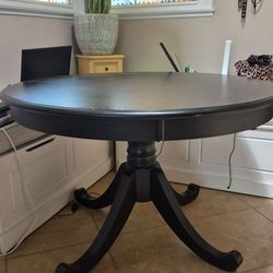 Round black solid sturdy wood kitchen table