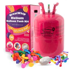 GreatWhip 13L Helium Tank Up To 50 Latex Balloons, Helium Tank For Balloons At Home, 50 Latex Balloons