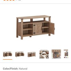 New Entertainment Tv Stand With Storage Cabinet & Shelf-Natural 

