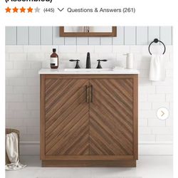 Glacier Bay Huckleberry 36 in. Single Sink Spiced Walnut Bath Vanity with White $320