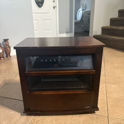 Electric Space Heater with Wood Cabinet – Portable Infrared Heater 