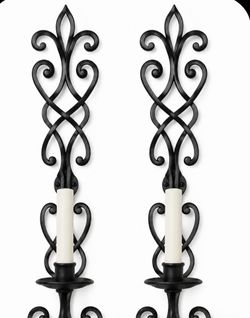 NEW Ornate Black Iron Wall Sconce Candle Holder