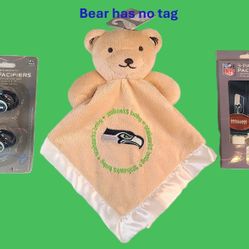 Seahawks Baby Bundle (Pacifier, Bear Blanket, Pacifier Clips)