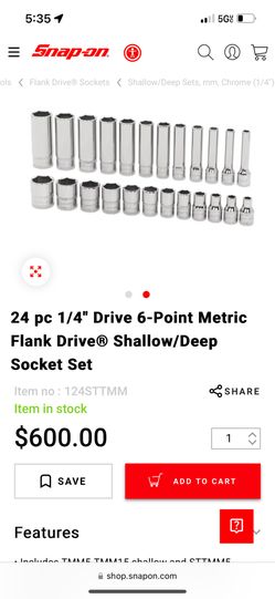 Snap On 24 pc Chrome Socket Set Shallows And Deeps